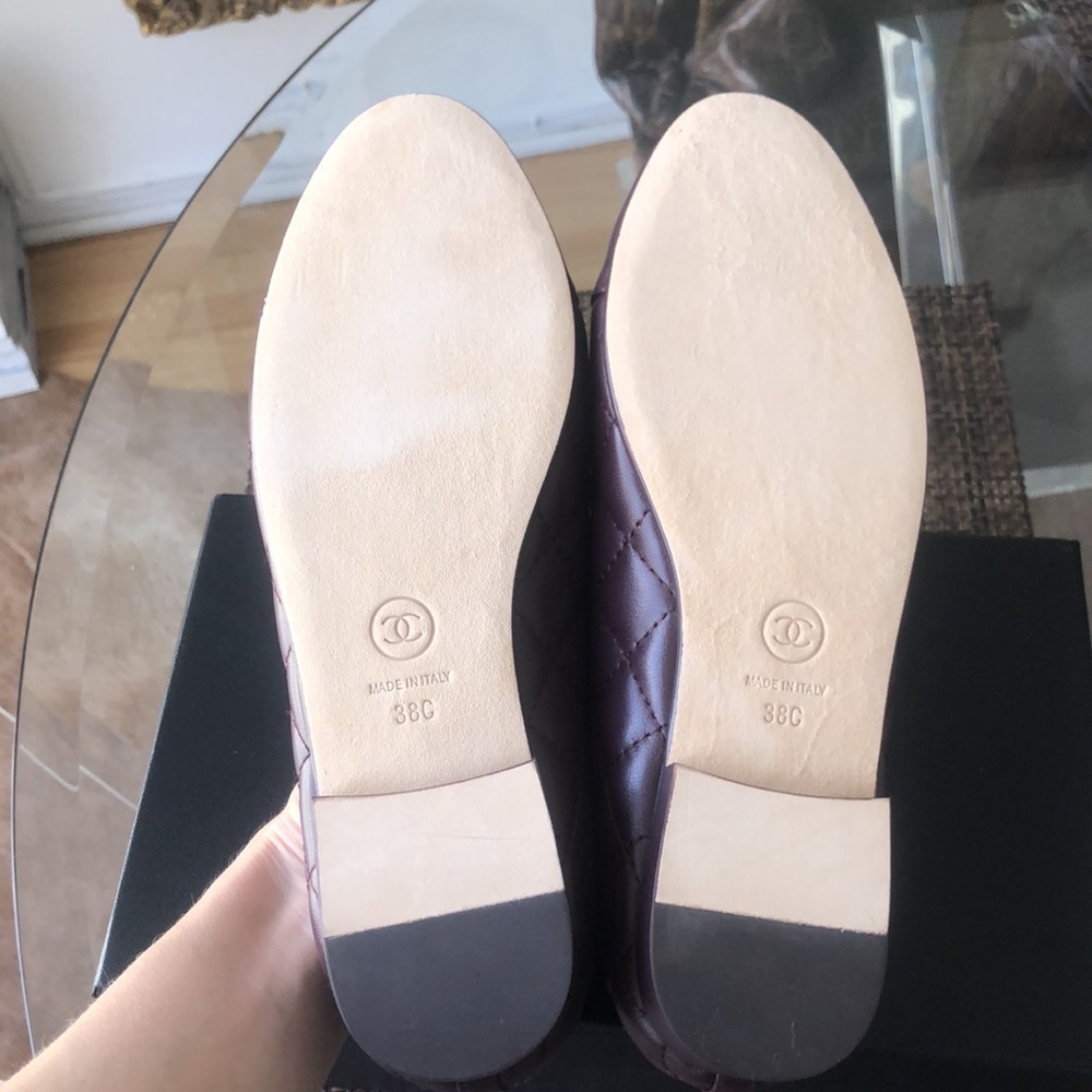 Chanel Quilted leather Ballet Flats in Deep Plum size 38 - Picture 6 of 9